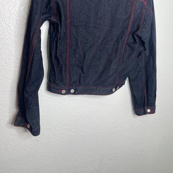 Boom Boom Vintage Jacket Womens Size Medium Denim Blue Dark Wash Button Jean - Picture 14 of 16